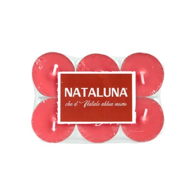 SET 6  CANDELINE TEALIGHT COLORE ROSSO CM. 3,75x1,83