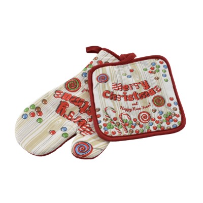 SET GUANTONE E PRESINA DECORO NATALIZIO CM. 26x17