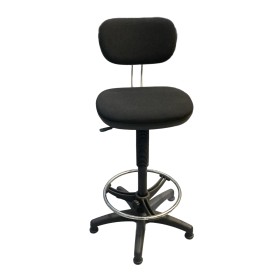 SGABELLO GIREVOLE STRUTTURA IN ACCIAIO CROMATO CON POGGIAPIEDI IN TESSUTO NERO SGABELLO GIREVOLE STRUTTURA IN ACCIAIO CROMATO CON POGGIAPIEDI IN TESSUTO NERO