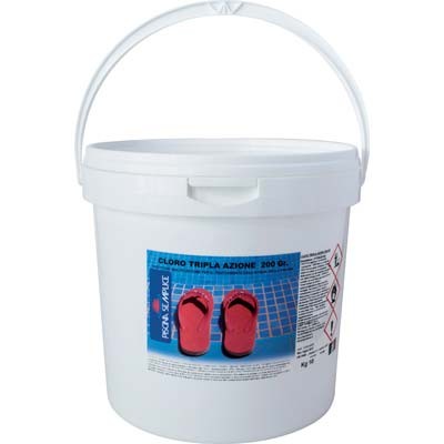 TRICLORO IN PASTIGLIE PER PISCINE TRIPLEX DA gr. 200 conf. KG. 10