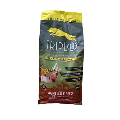 TRIPLO MANGIME PER CANE CROCCHETTE AGNELLO E RISO KG. 3