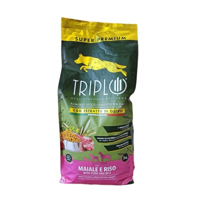 TRIPLO MANGIME PER CANE CROCCHETTE MAIALE E RISO KG. 3