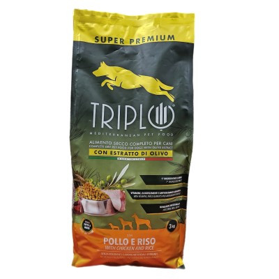 TRIPLO MANGIME PER CANE CROCCHETTE POLLO E RISO KG. 3