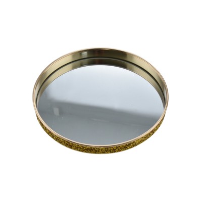 VASSOIO TONDO CON SPECCHIO DECORATO ORO CM. 26x4h.