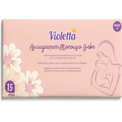 VIOLETTA ASCIUGAMANO MONOUSO PER BEBE CM. 40x40 PZ. 15