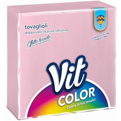 VIT TOVAGLIOLI DI CARTA COLOR 2 VELI ROSA CM. 33x33 PZ. 25