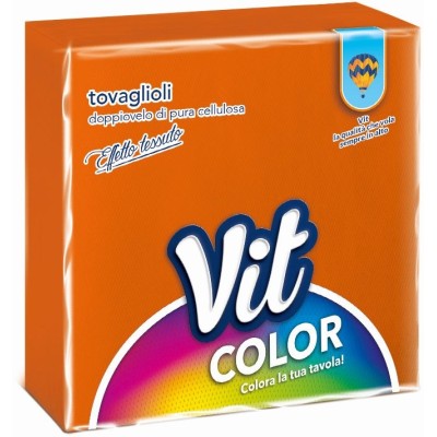VIT TOVAGLIOLI DI CARTA COLOR A 2 VELI ARANCIO CM. 33x33 PZ. 25