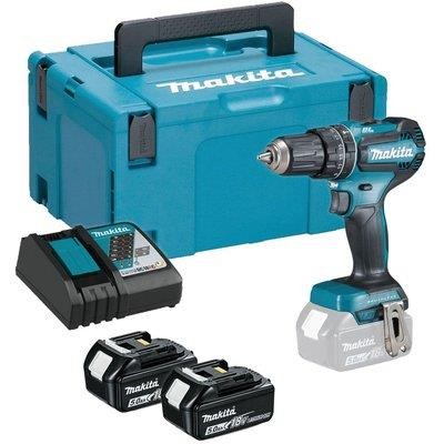 MAKITATRAPANO AVVITATORE A  PERCUSSIONE CON 2 BATTERIE 18V 5AH DHP485RTJ