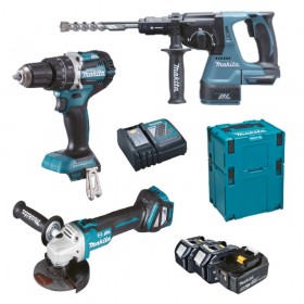 Makita DLX3119TJ KIT SET COMPLETO DI MACCHINE A BATTERIA 18V Makita DLX3119TJ KIT SET COMPLETO DI MACCHINE A BATTERIA 18V