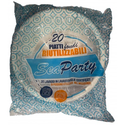 PIATTI FONDI IN PLASTICA RIUTILIZZABILI PZ. 20