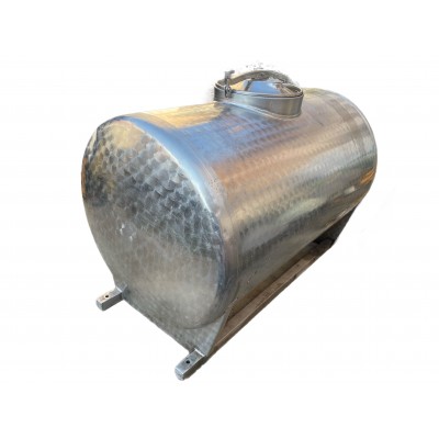 SERBATOIO IN ACCIAIO INOX AISI 316 ORIZONTALE PER STOCCAGGIO TRASPORTO ALIMENTI VINO OLIO ACQUA MIELE LT. 700