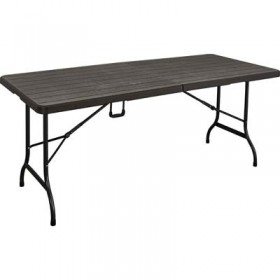 TAVOLO HDPE RICHIUDIBILE A VALIGIA MARRONE/ACCIAIO CM 180x75x74h. TAVOLO HDPE RICHIUDIBILE A VALIGIA MARRONE/ACCIAIO CM 180x75x74h.