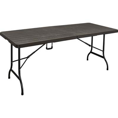 TAVOLO HDPE RICHIUDIBILE A VALIGIA MARRONE/ACCIAIO CM 180x75x74h.