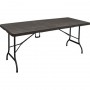 TAVOLO HDPE RICHIUDIBILE A VALIGIA MARRONE/ACCIAIO CM 180x75x74h.