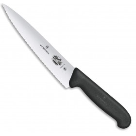 VICTORINOX COLTELLO CUCINA LAMA ONDULATA MANICO NERO LAMA INOX CM. 19 VICTORINOX COLTELLO CUCINA LAMA ONDULATA MANICO NERO LAMA INOX CM. 19
