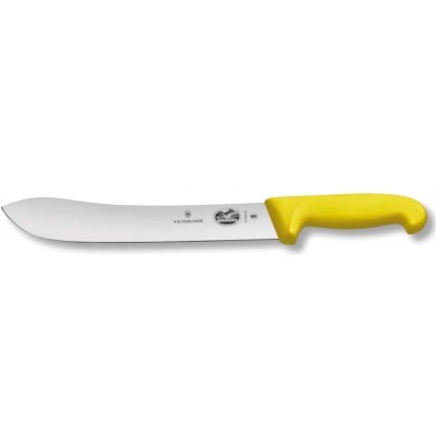 VICTORINOX COLTELLO MACELLO SCIMITARRA MANICO IN FIBROX GIALLO LAMA IN ACCIAO INOX CM. 25 5.7408.25