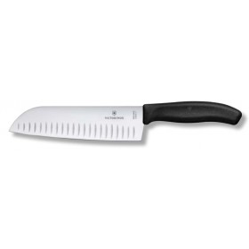 VICTORINOX COLTELLO DA CUCINA SANTOKU CLASSIC MANICO NERO LAMA ALVEOLATO CM. 17 VICTORINOX COLTELLO DA CUCINA SANTOKU CLASSIC MANICO NERO LAMA ALVEOLATO CM. 17