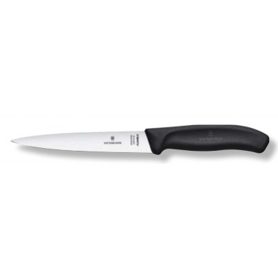 VICTORINOX COLTELLO DA CUCINA FILETTARE MANICO NERO LAMA CM. 16