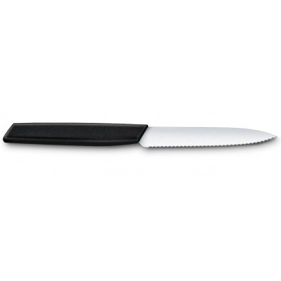 Victorinox Coltello Spelucchino Manico nero lama Seghettata cm. 10