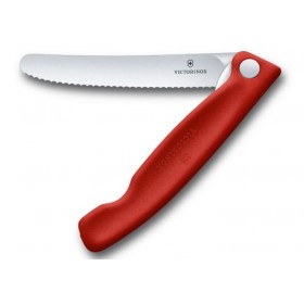 VICTORINOX SWISS CLASSIC COLTELLO TAVOLA LAMA ONDULATA PIEGHEVOLE MANICO ROSSO
