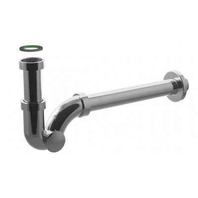 SIFONE A S IN OTTONE CROMATO SENZA PILETTA GR. 1 - 1/4 SCARICO 32×250 mm.