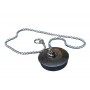 TAPPO IN GOMMA NERA CON CATENELLA PLACCA INOX DIAM. MM. 44
