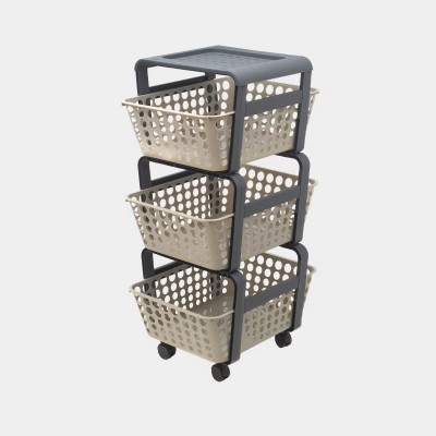 CARRELLINO PORTAOGGETTI CON RUOTE MODULA COLORE TORTORA Cm. 41,5x29x75h.