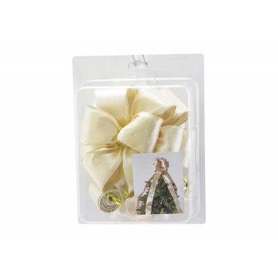 FIOCCO PUNTALE PER ALBERO DI NATALE CON CASCATA CM. 170 COLORE CREMA