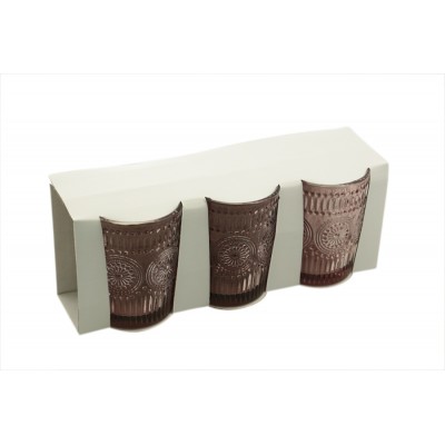 SET 3 BICCHIERI DI VETRO M.T04 COLORE ROSA ML. 300