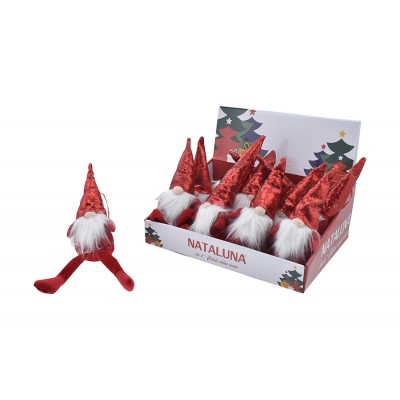 APPENDINO NATALIZIO A FORMA DI GNOMO GAMBE LUNGHE CM. 7x18 COLORE ROSSO
