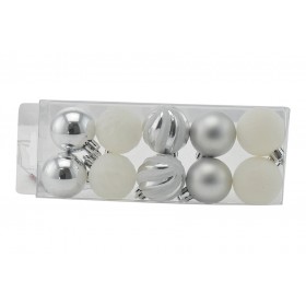 BOX 10 SFERE PALLINE DI NATALE CM. 4 DECORO LUCIDO/MAT COLORE ARGENTO BOX 10 SFERE PALLINE DI NATALE CM. 4 DECORO LUCIDO/MAT COLORE ARGENTO