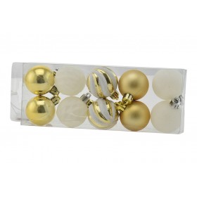 BOX 10 SFERE PALLINE DI NATALE CM. 4 DECORO LUCIDO/MAT COLORE ORO BOX 10 SFERE PALLINE DI NATALE CM. 4 DECORO LUCIDO/MAT COLORE ORO