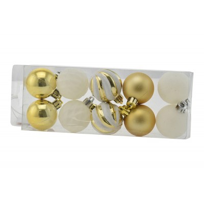 BOX 10 SFERE PALLINE DI NATALE CM. 4 DECORO LUCIDO/MAT COLORE ORO