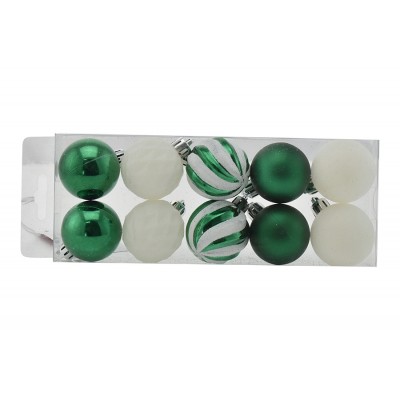 BOX 10 SFERE PALLINE DI NATALE CM. 4 DECORO LUCIDO/MAT COLORE VERDE