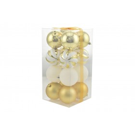 BOX 16 SFERE PALLINE DI NATALE CM. 8 DECORO LUCID/MAT COLORE ORO BOX 16 SFERE PALLINE DI NATALE CM. 8 DECORO LUCID/MAT COLORE ORO