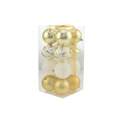 BOX 16 SFERE PALLINE DI NATALE CM. 8 DECORO LUCID/MAT COLORE ORO