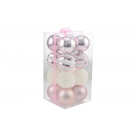 BOX 16 SFERE PALLINE DI NATALE CM. 8 DECORO LUCIDO/MAT COLORE ROSA BOX 16 SFERE PALLINE DI NATALE CM. 8 DECORO LUCIDO/MAT COLORE ROSA