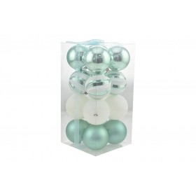 BOX 16 SFERE PALLINE DI NATALE CM. 8 DECORO LUCIDO/MAT COLORE TIFFANY BOX 16 SFERE PALLINE DI NATALE CM. 8 DECORO LUCIDO/MAT COLORE TIFFANY