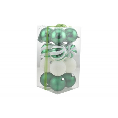 BOX 16 SFERE PALLINE DI NATALE CM. 8 DECORO LUCIDO/MAT COLORE VERDE