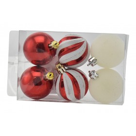 BOX 6 SFERE PALLINE DI NATALE CM. 5 DECORO LUCID/MAT COLORE ROSSO BOX 6 SFERE PALLINE DI NATALE CM. 5 DECORO LUCID/MAT COLORE ROSSO