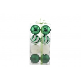 BOX 8 SFERE PALLINE DI NATALE CM. 10 DECORO LUCIDO/MAT COLORE VERDE BOX 8 SFERE PALLINE DI NATALE CM. 10 DECORO LUCIDO/MAT COLORE VERDE