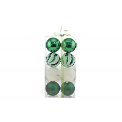 BOX 8 SFERE PALLINE DI NATALE CM. 10 DECORO LUCIDO/MAT COLORE VERDE
