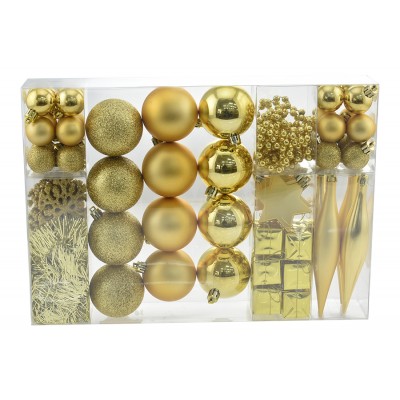 BOX MISTO 63 SFERE DI NATALE LUCIDO/MATTO COLORE ORO