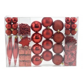 BOX MISTO 63 SFERE DI NATALE LUCIDO/MATTO COLORE ROSSO BOX MISTO 63 SFERE DI NATALE LUCIDO/MATTO COLORE ROSSO