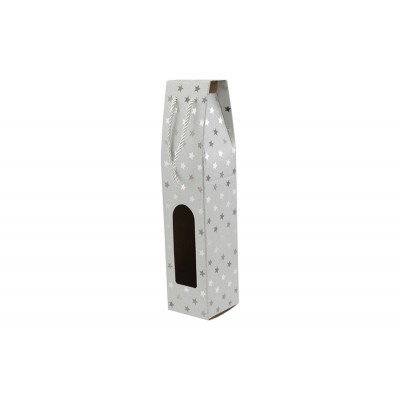 BUSTA REGALO PORTA BOTTIGLIA GR. 300 CM. 8,8x38,5x8,3 COLORE ARGENTO