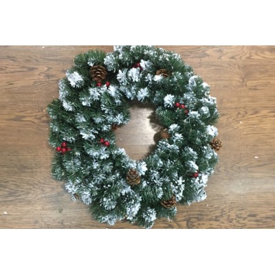 CORONA DECORO MARILLEVA CON PIGNE NEVE BACCHE  TPS120 CM. 50