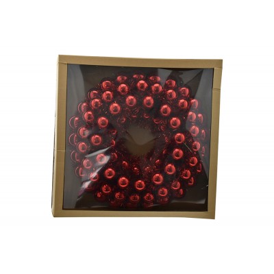 FUORIPORTA CON SFERE PALLINE DI NATALE DIAM. 56 cm. COLORE ROSSO
