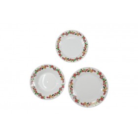 SERVIZIO 18 PIATTI DA TAVOLA DI PORCELLANA TONDO CON DECORO DI FOGLIE