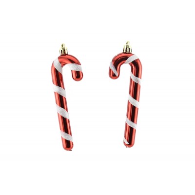 SET 2 APPENDINI BASTONCINI PER ALBERO DI NATALE CM. 13x4 M.746 ROSSO/BIANCO