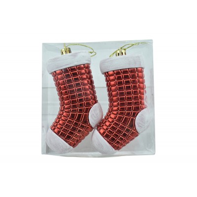 SET 2 PEZZI APPENDINO FORMA DI STIVALE PER DECORAZIONE CM. 11 COLORE ROSSO